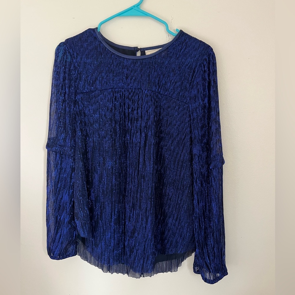 Anthropologie Moulinette Soeurs Blue Sparkly Top Size Medium